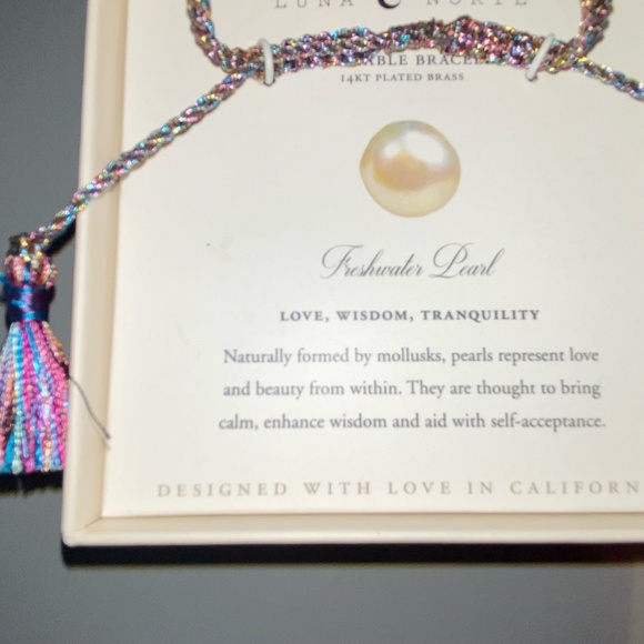 NWT Luna North Pearl and Rainbow Woven Rope Adjustable Tassel Bracelet - Picture 2 of 4